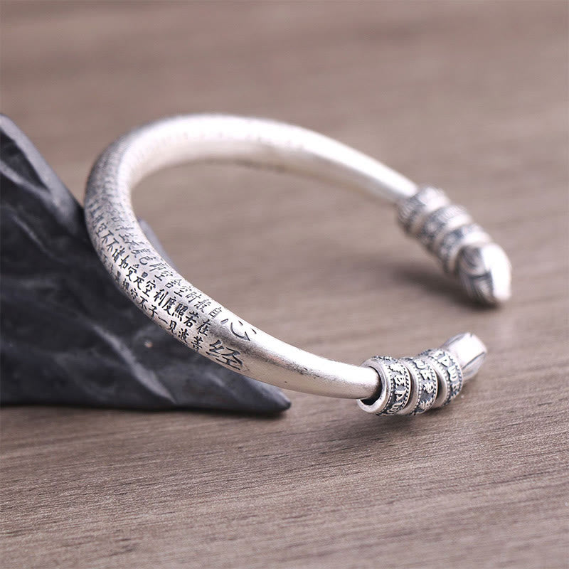 Pulsera de plata de ley 999 con piedras de Buda, corazón, Sutra, Om Mani Padme Hum, paz y pureza grabadas