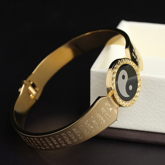 Pulsera de armonía de acero y titanio con piedras de Buda, Yin Yang, loto, Om Mani Padme Hum y mantra
