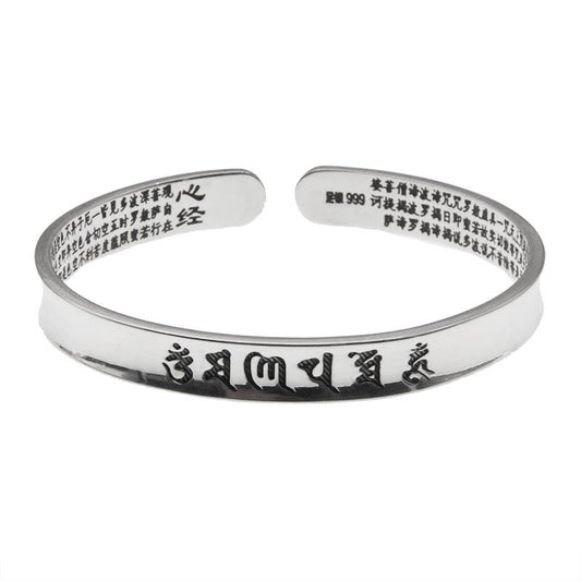 Pulsera de plata de ley 999 con piedras de Buda, Om Mani Padme Hum, Sutra del Corazón, Amor y Paz 
