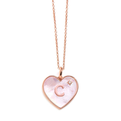 Heart Mother Of Pearl Initial Necklace