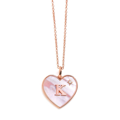 Heart Mother Of Pearl Initial Necklace