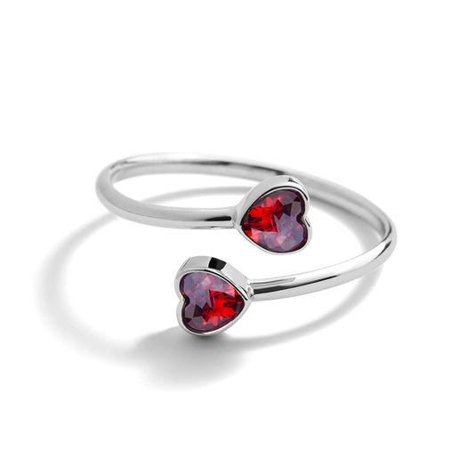 Anillo envolvente con piedra de nacimiento de corazón