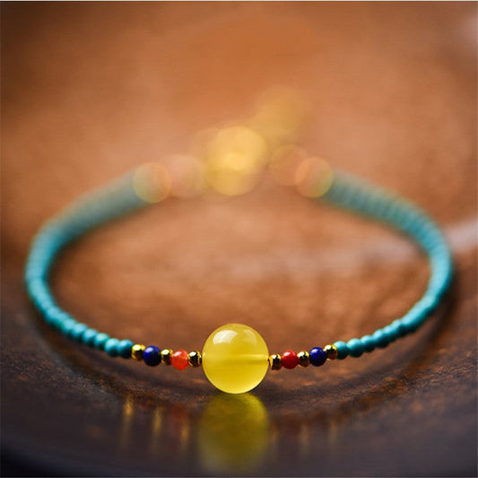 Natural Beeswax DIY Design Nanhong Lapis Lazuli Bracelet - Touch Bling