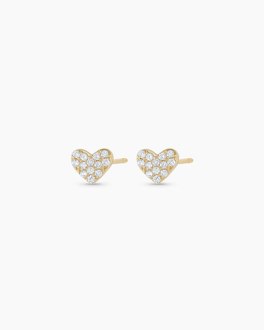 Pendientes de corazón con pavé de diamantes