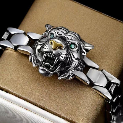 Pulsera curativa con diseño de cabeza de tigre y piedras de Buda