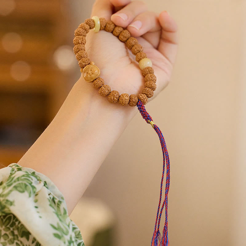 Pulsera tibetana de Rudraksha Bodhi con piedras de Buda y semillas de Bodhi.