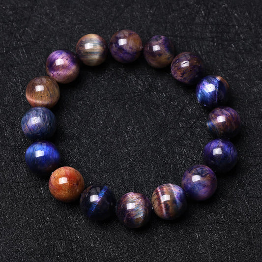 Pulsera de protección y fuerza con ojo de tigre morado natural de Buddha Stones