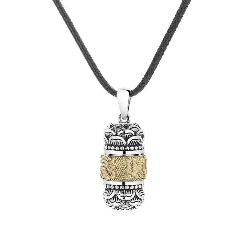 Collar con colgante de cuerda de cuero con cadena de sabiduría y pureza tallada con piedras de Buda del Tíbet Om Mani Padme Hum