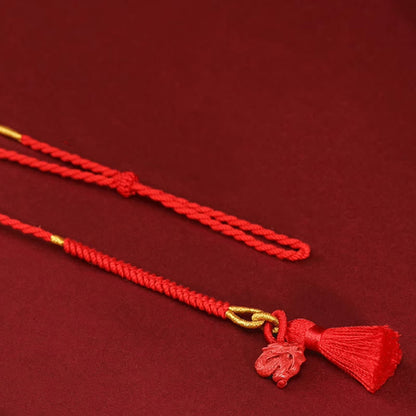 Cadena para el vientre de hilo rojo con bendición de dragón y cinabrio natural de piedras de Buda