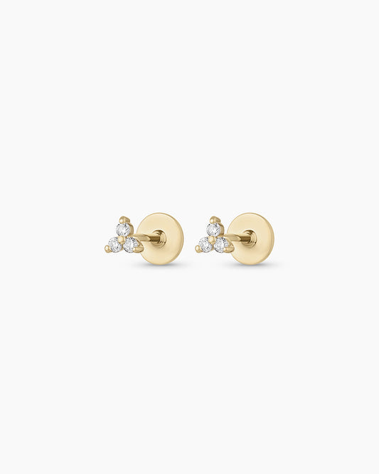 Diamant-Bali-Ohrstecker mit flacher Rückseite