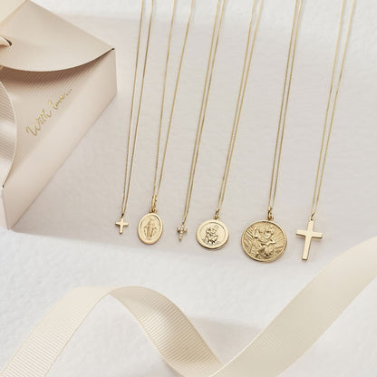 Solid Gold Genuine Diamond Tiny Cross Necklace