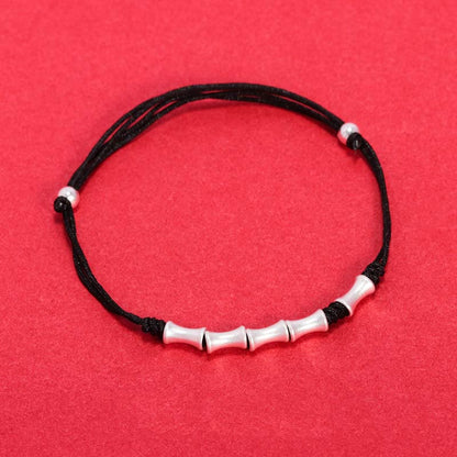 Buddha Stones 925 Sterling Silver Bamboo Design Protection Luck Braided Bracelet