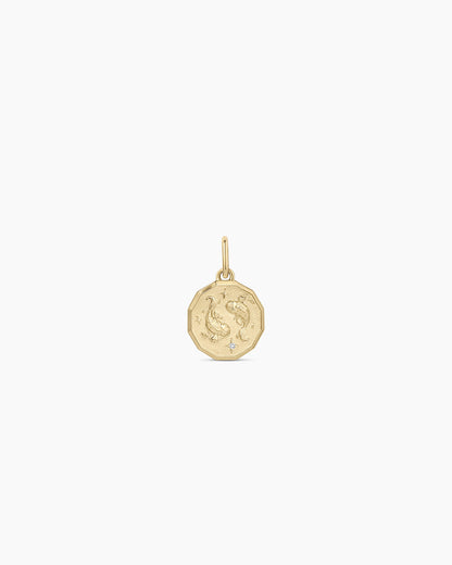 Charm de moneda del zodiaco de diamante