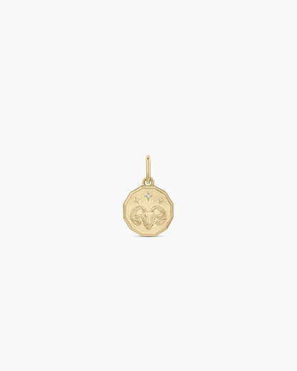 Charm de moneda del zodiaco de diamante