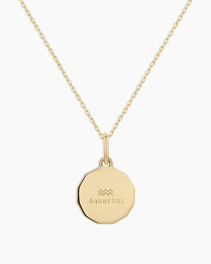 Diamond Zodiac Coin Charm Necklace