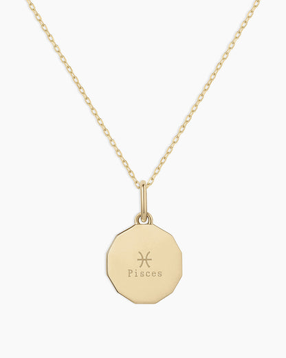 Diamond Zodiac Coin Charm Necklace
