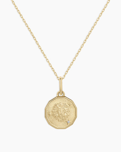 Diamond Zodiac Coin Charm Necklace