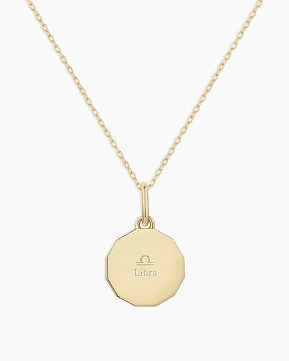 Diamond Zodiac Coin Charm Necklace