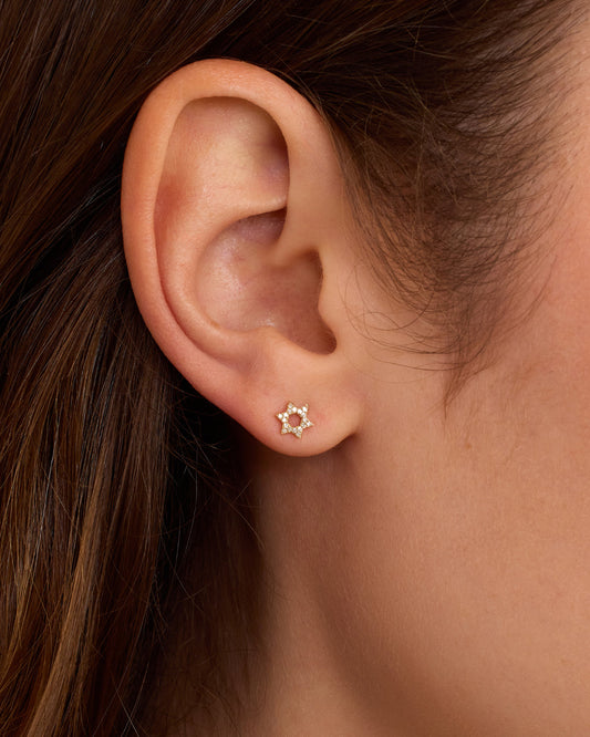 Diamond Star of David Studs