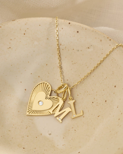 Diamond Vintage Alphabet Charm