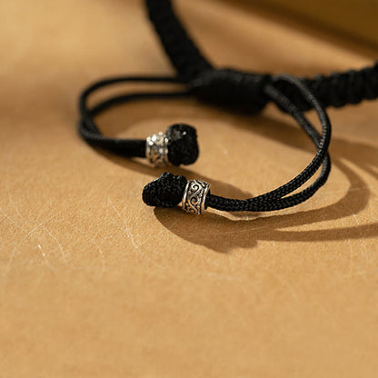 Pulsera de la suerte con piedras de Buda, jade negro hetiano natural, doble hebilla de la paz y símbolo de la esvástica, en plata de ley 925