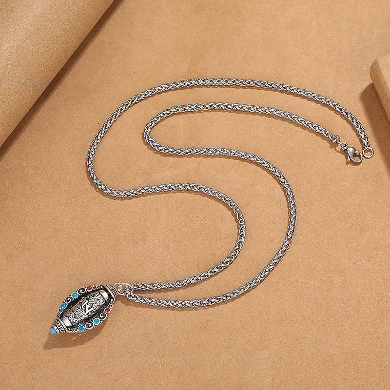 Collar con colgante giratorio de piedras de Buda tibetano Om Mani Padme Hum de pureza 