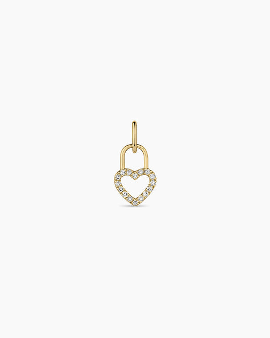 Diamond Heart Padlock Charm