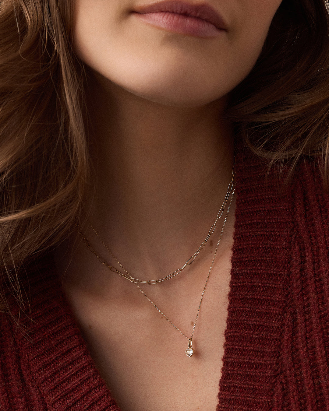 Collar con dije de corazón de diamantes cultivados en laboratorio