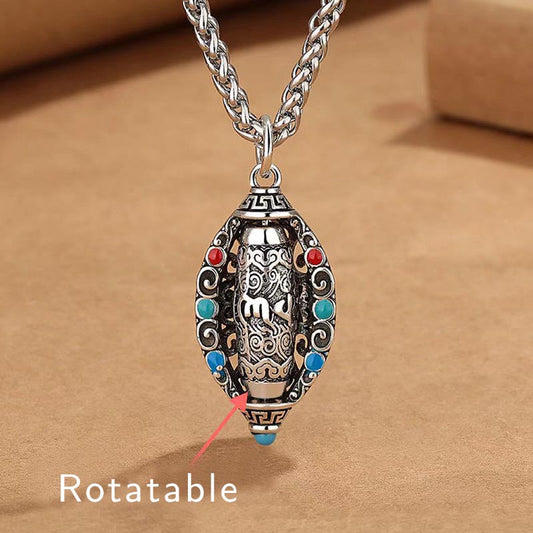 Collar con colgante giratorio de piedras de Buda tibetano Om Mani Padme Hum de pureza 