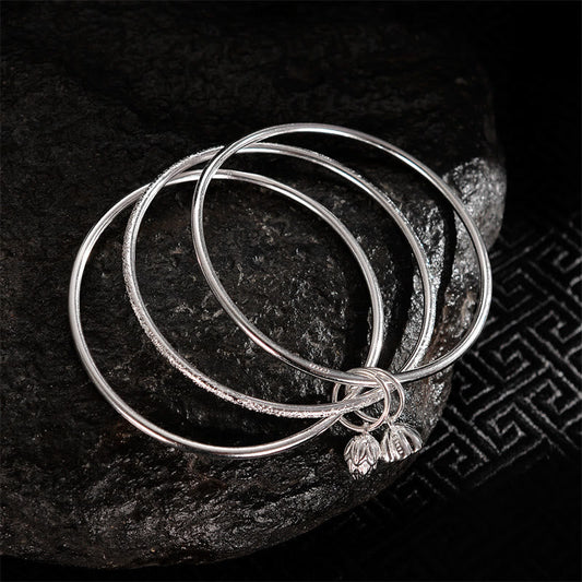 Pulsera de cobre blanco con vaina de flor de loto y piedras de Buda para un nuevo comienzo 