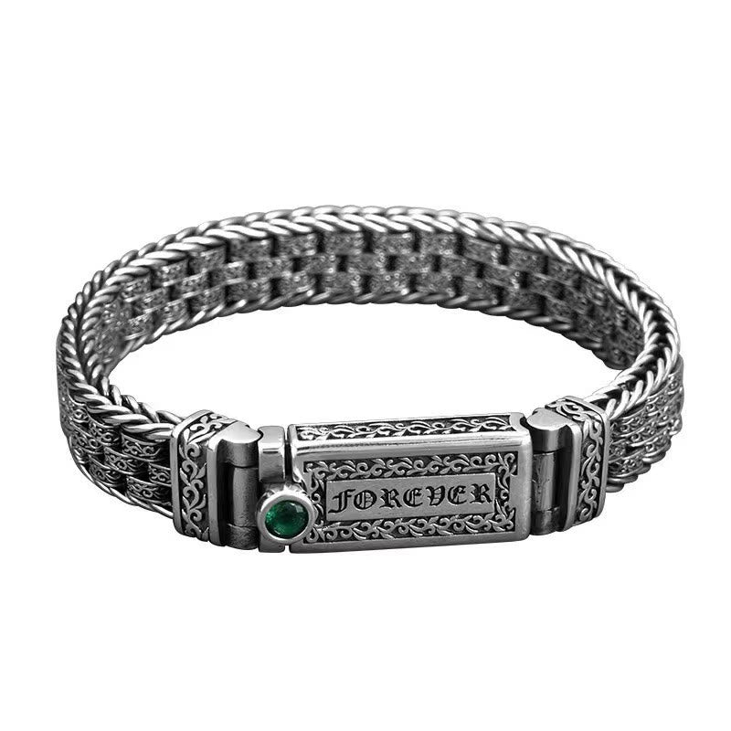 Pulsera de cobre con diseño floral de la dinastía Tang con piedras de Buda tibetanas Om Mani Padme Hum 