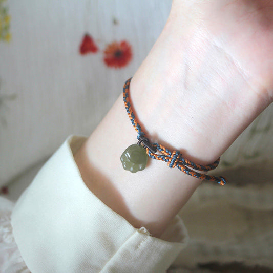 Pulsera de la prosperidad con diseño de pata de gato y jade hetiano de Buda