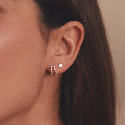 Silver Double Diamond Style Wave Huggie Hoops Earrings