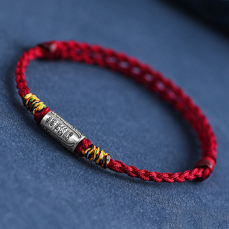 Pulsera tobillera de protección y fuerza con diseño "Todo va bien" de Buddha Stones, hecha a mano en plata de ley 925. 
