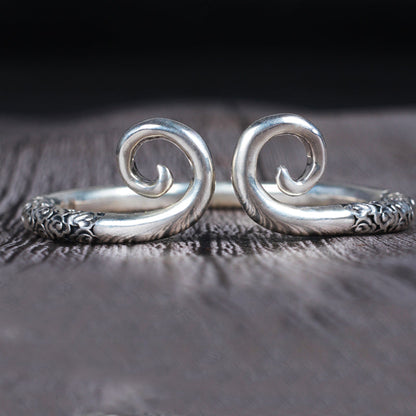 Adjustable 999 Sterling Silver Sun Wukong Couple Bracelet with Tightening Spell Design - Touch Bling