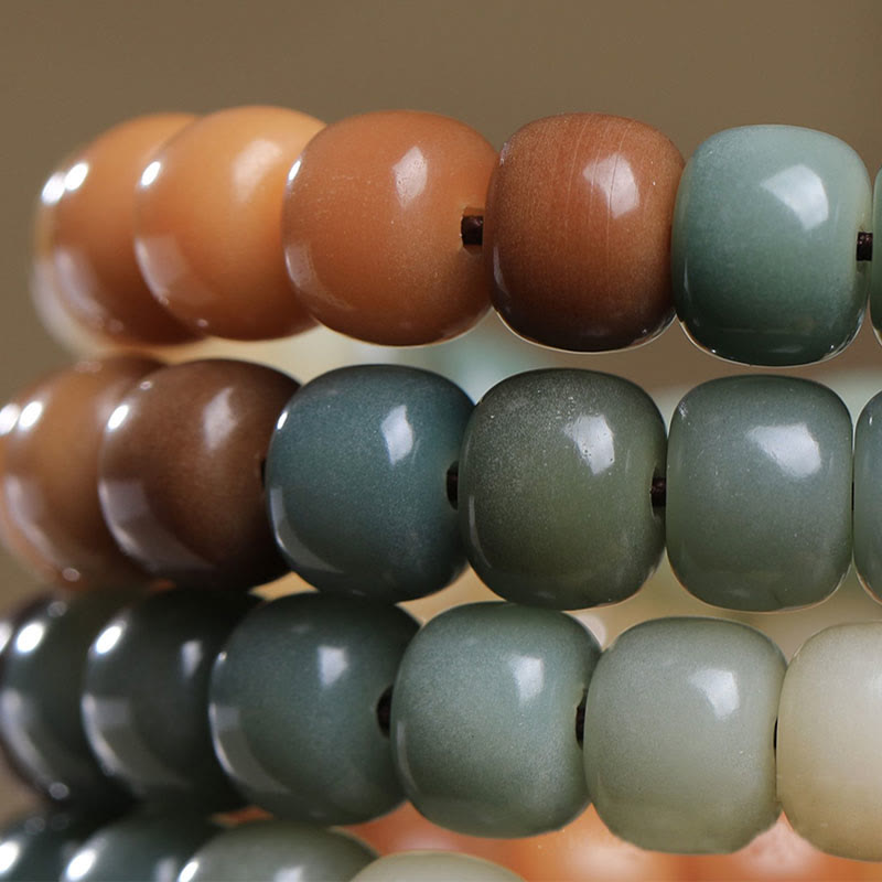 Buddha Stones 108 Mala-Perlen Farbverlauf Bodhi Seed Grüne Tara Buddha Gravur Peace Harmony Armband