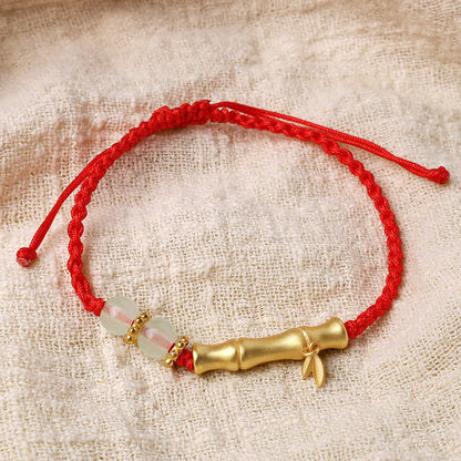 Pulsera trenzada con diseño de bambú y piedras de Buda para la suerte y la fuerza 
