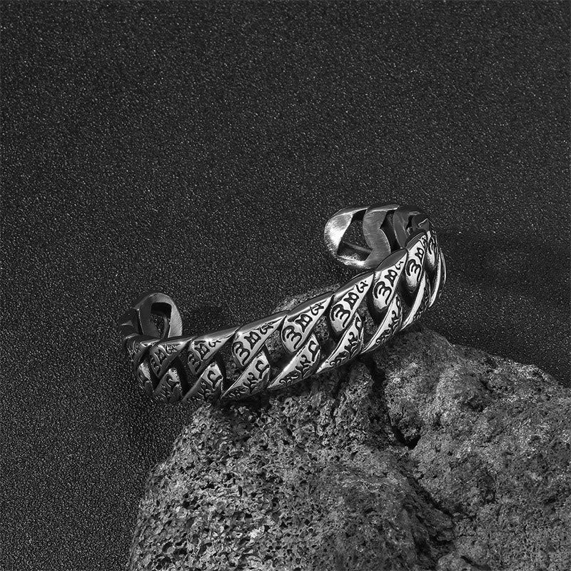 Pulsera de acero de titanio con piedras de Buda y mantra Om Mani Padme Hum tibetano 