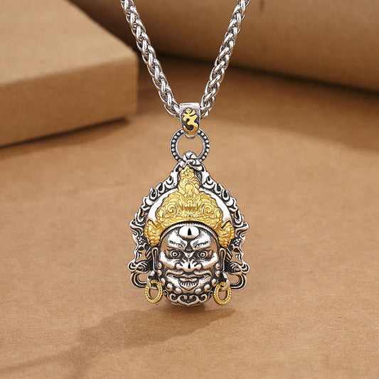 Collar colgante de cobre con amuleto de la suerte, dios de la riqueza, con piedras de Buda amarillas