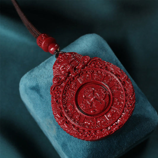 Collar con colgante de Bagua de cinabrio natural con piedras de Buda del zodiaco chino para alejar los malos espíritus. 