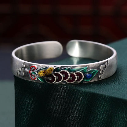 Buddha-Steine ​​Feng Shui Fünf Kaiser Münzen Erdnuss Reichtum Armband Armreif 