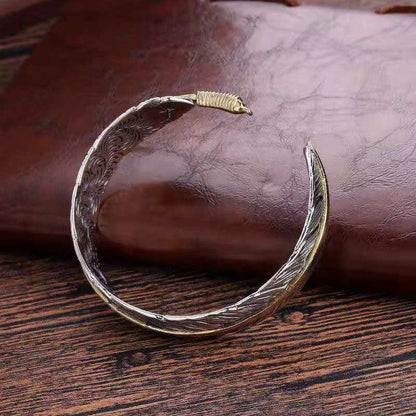 Buddha Steine ​​Feder Muster Geschnitzt Glück Reichtum Manschette Armband Armreif 