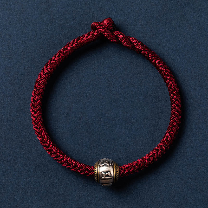 Buddha Stones 925 Sterling Silver Tibet Handmade Om Mani Padme Hum Luck Protection King Kong Knot Braided Bracelet - Touch Bling