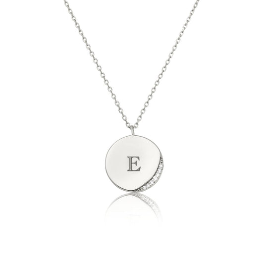 Halbmond-Halskette aus Silber im Diamant-Stil
