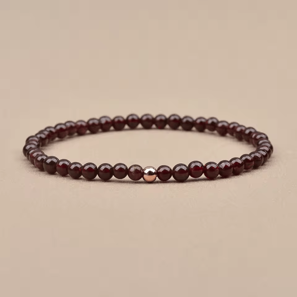 Natural Garnet Beaded Bracelet