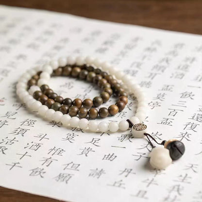 Buddha Stones Natürliches grünes Sandelholz Bodhi Seed Beruhigendes Armband