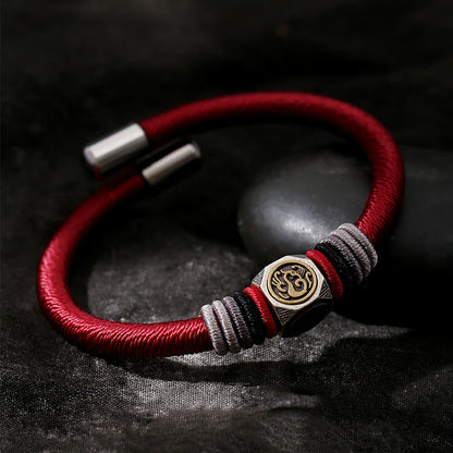 Buddha Stones 925 Sterling Silber Perfekter Knoten King Kong Knoten Glaube Stärke Armband 