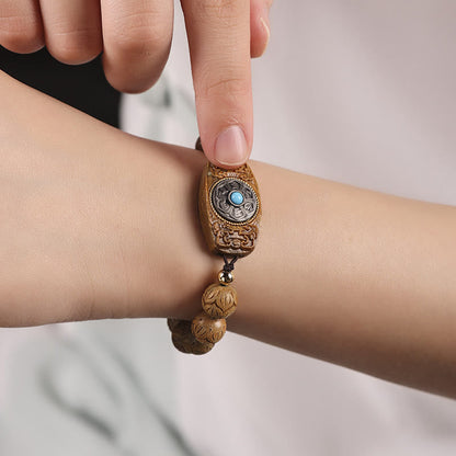 Buddha-Steine, grünes Sandelholz, Ebenholz, Sandelholz, Om Mani Padme Hum, beruhigendes Armband 