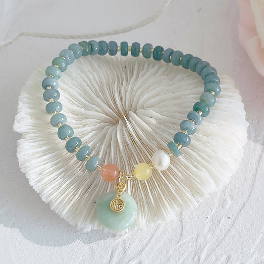 Pulsera de la suerte PiXiu con piedras de Buda, jade hetiano natural, perla, hebilla de paz, personaje Fu, calabaza, bolsa de dinero, cuarzo fresa