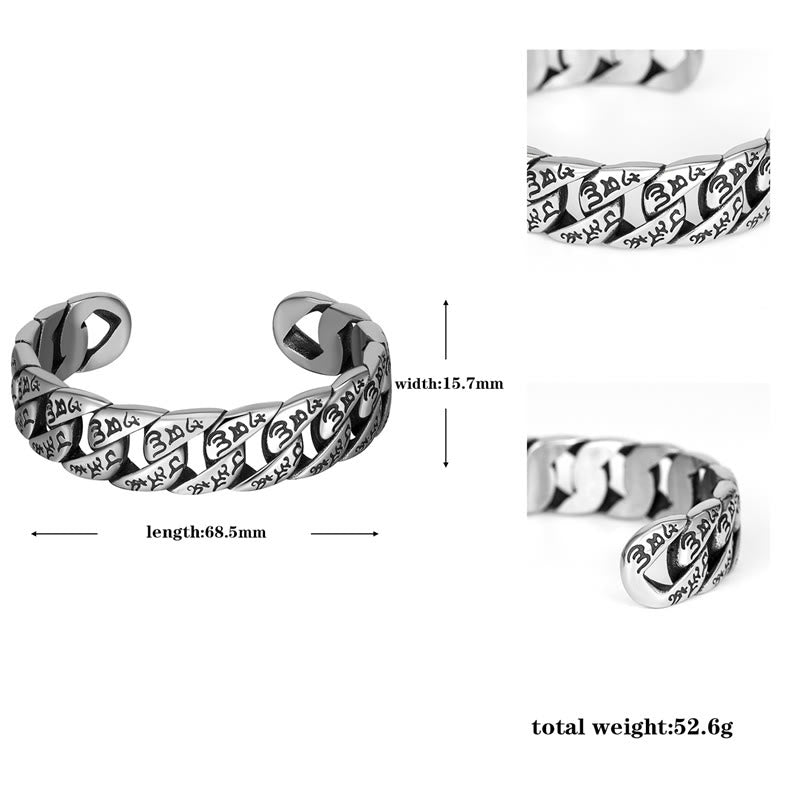Pulsera de acero de titanio con piedras de Buda y mantra Om Mani Padme Hum tibetano 
